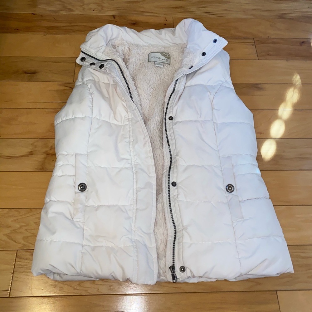 Furry vest white bomber small siZe